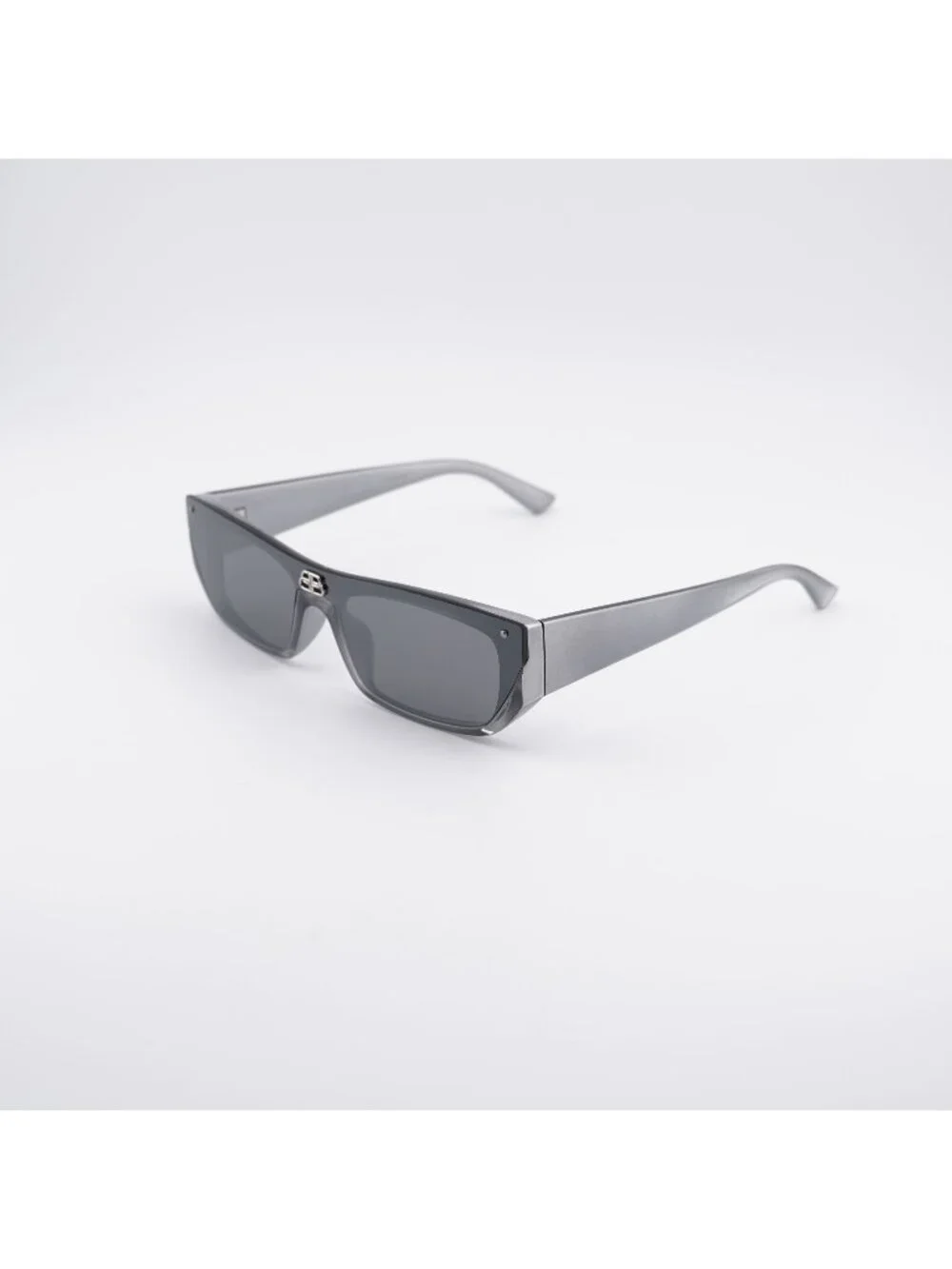 Balenciaga BB0080S 002 Unisex Sunglasses Silver Rectangle Frame, Silver Lenses